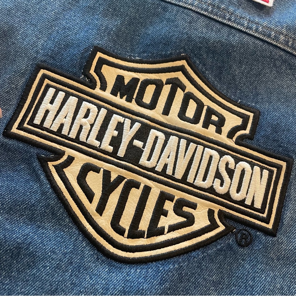 Harley Davidson Motorcycle Denim Vest with Patches - Picture 11 of 17
